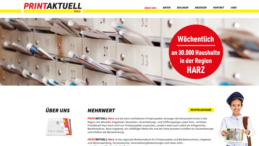Webseite von printaktuell-harz.de